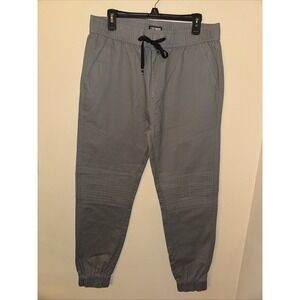 ItalyMorn Mens Gray Moto Jogger Pants Slim Fit Ribbed Knee Streetwear KC006 L‎